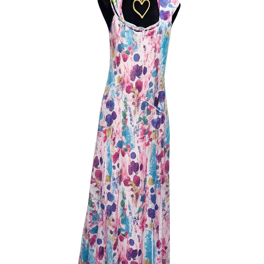 Komarov Multicolor Floral Watercolor Maxi Dress